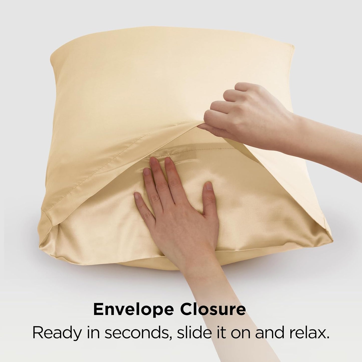Bedsure Satin-Kissenbezug, Queen-Size, 2er-Pack, Seidenkissenbezügen ähnlich, seidige Kissenhüllen mit Hotelverschluss, Raumdeko, Valentinsgeschenke für Frauen und Männer, Grau, 50x75 cm