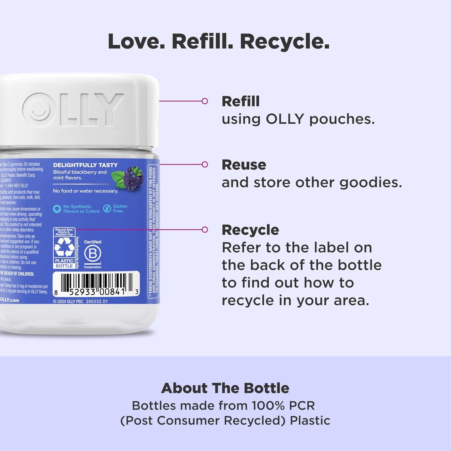 OLLY Extra Strength Sleep Gummy, 5 mg Melatonin, L-Theanine, Chamomile, Lemon Balm, Sleep Aid, BlackBerry - 50 Count (Pack of 12)