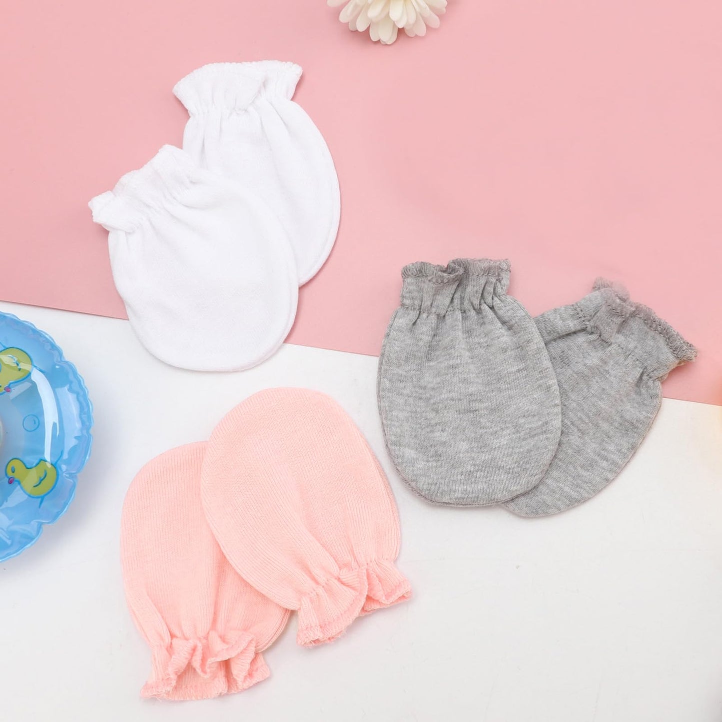 BQUBO Baby Fäustlinge Kratzschutz Handschuhe aus Baumwolle mit elastischem Bündchen Hypoallergen für Neugeborene und Babys von 0-6 Monaten Jungen und Mädchen