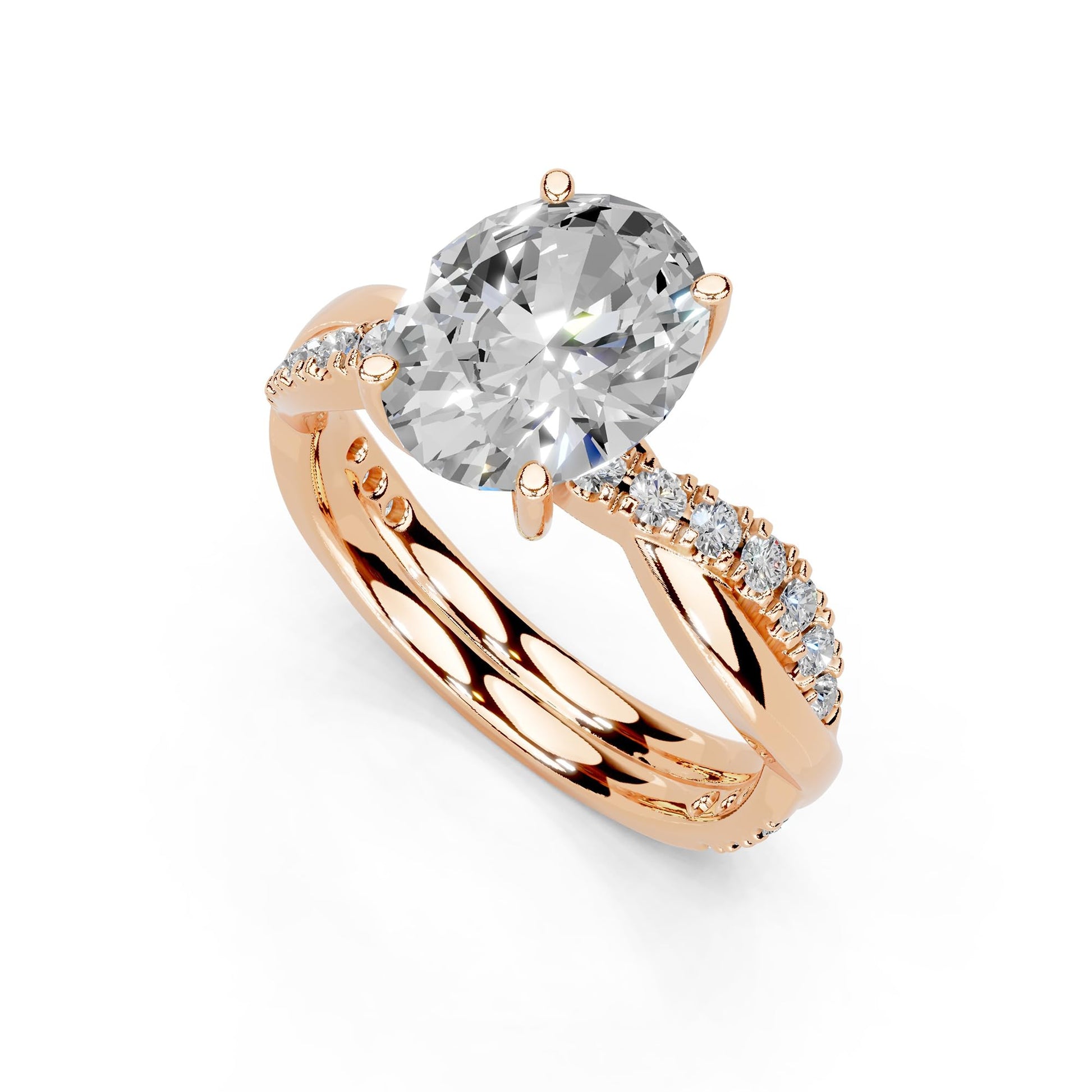 Oval Cut Lab Grown Diamond IGI Certified 4 Prong Fancy Engagement Ring in 14K Gold, Platinium for Women (1.0-5.0 Ct, F-G Color, VS1-VS2 Clarity)