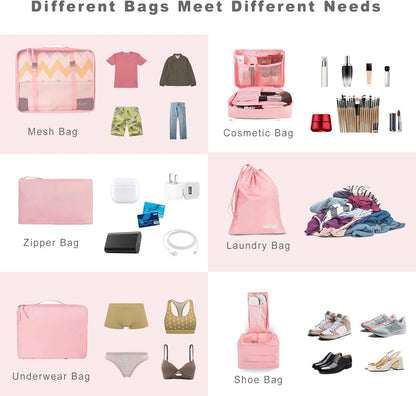 BAGAIL 8er Set Packwürfel Gepäckorganizer für Reisezubehör
