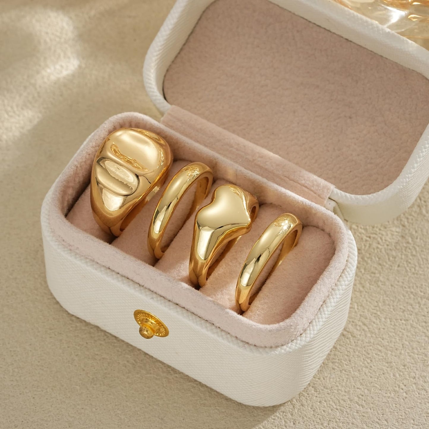 YEEZII Chunky Gold Rings for Women Non Tarnish, 18K Gold Plated Stackable Thumb Ring, Statement Women Rings Set