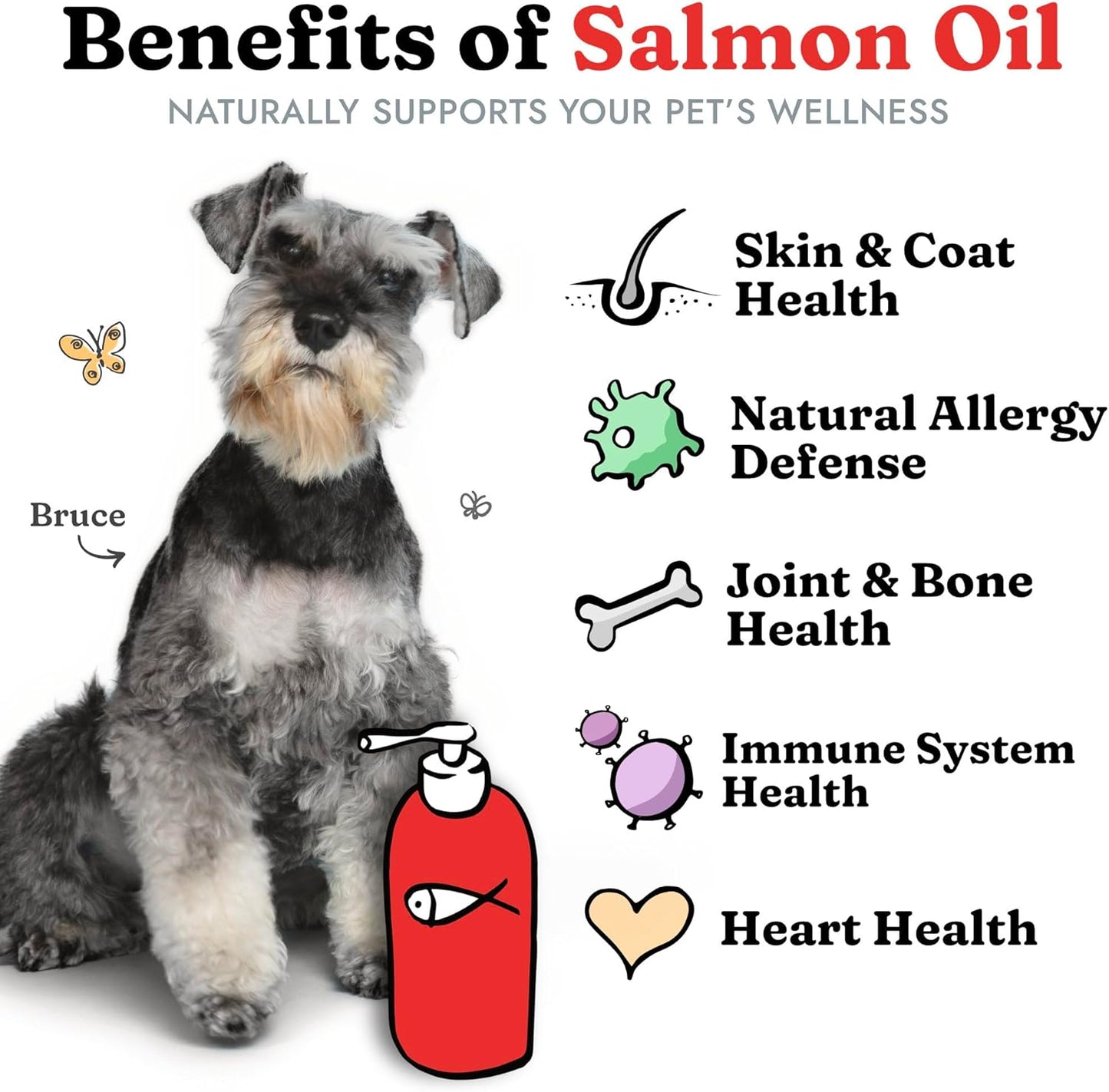Lachsöl für Hunde 237 ml - Gesunde Haut & Glänzendes Fell, Fischöl, Omega-3 EPA DHA, Flüssiges Nahrungsergänzungsmittel für Haustiere, Rein Natürlich, Unterstützt Gelenk- & Knochengesundheit, Natürlicher Schutz bei Allergien & Entzündungen