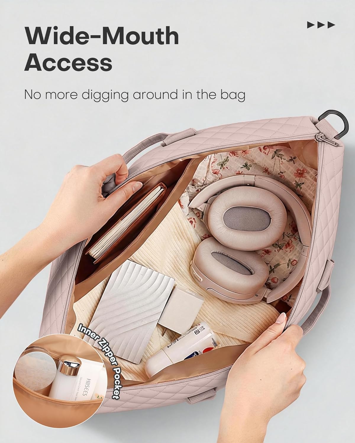 HOTOR Reisetasche - Große Weekender-Tasche für Frauen, Handgepäck mit Schuhfach, Übernachtungstasche mit Kulturtasche für Reiseutensilien und Reisezubehör, Schwarz, 34,0 x 45,0 x 20,0 cm