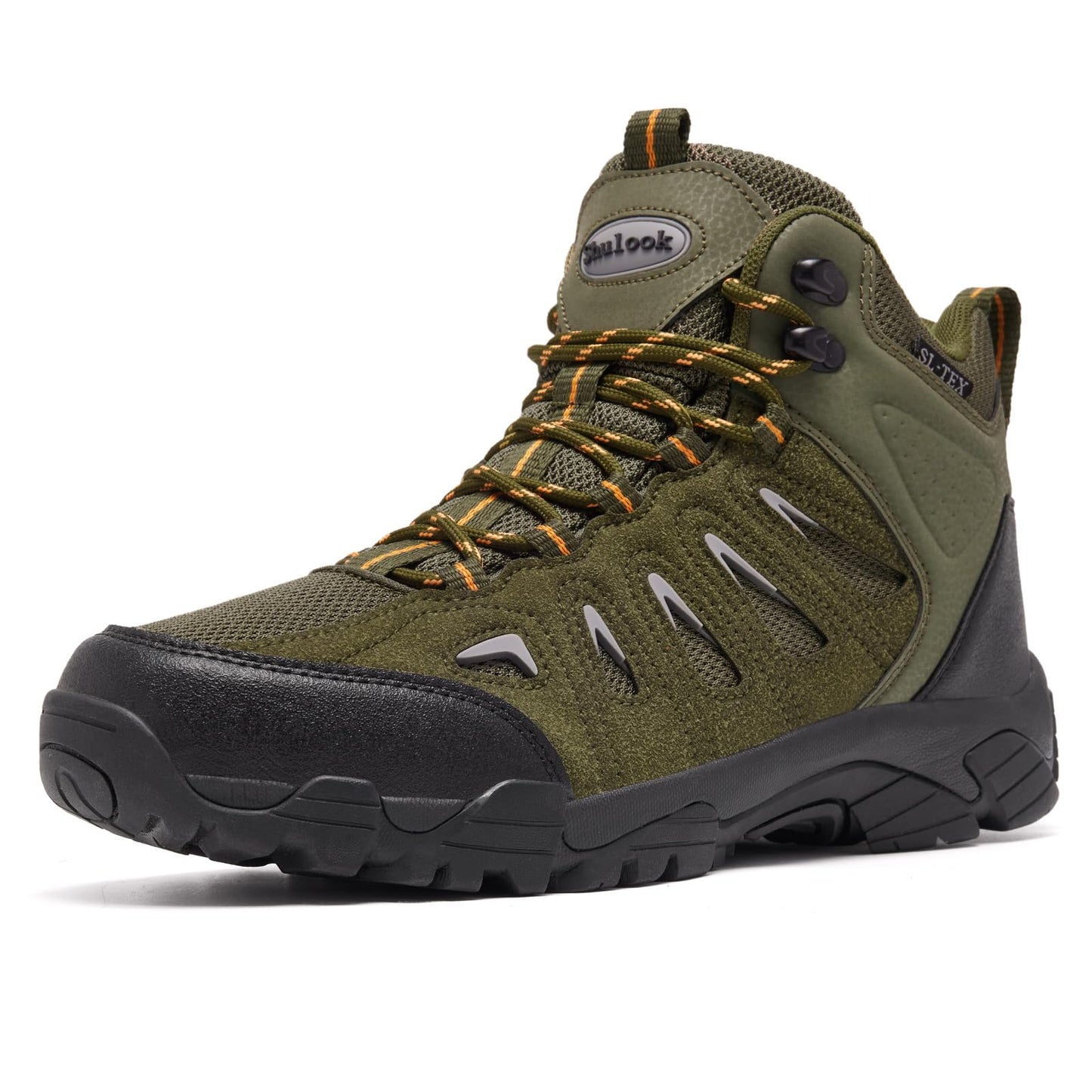 SHULOOK Men's Waterproof Hiking Boots Non-Slip Lightweight Mid Top Ankle Boot Breathable Hiker Trekking Shoes