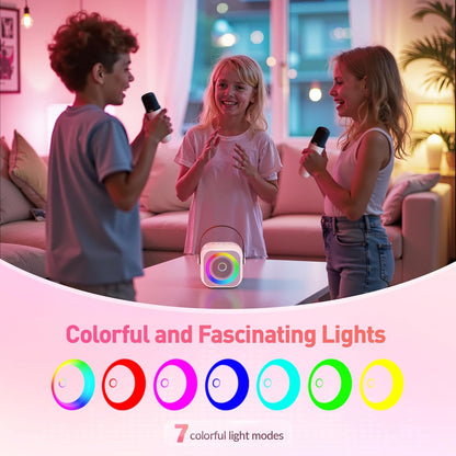 Mini Karaoke Machine for Kids Adults, Portable Bluetooth Speaker with 2 Wireless Microphone, Birthday Gifts for Girls Boys Ages 4, 5, 6, 7, 8, 9, 10, 12+ Years Old (Pinkcolor)