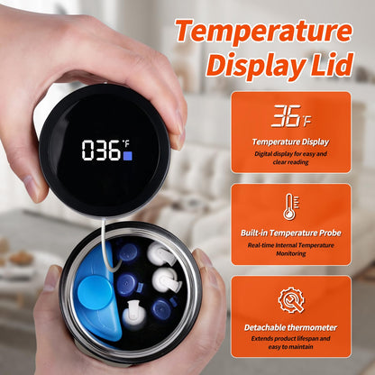 Bogush Large 60H Insulin Pens Cooler for 6-8 Pens Travel Case Temp Display Medication Cooler for Travel TSA Approved Medicine Cooler Medical Travel Cooler Bag Epipen Carry Case Black