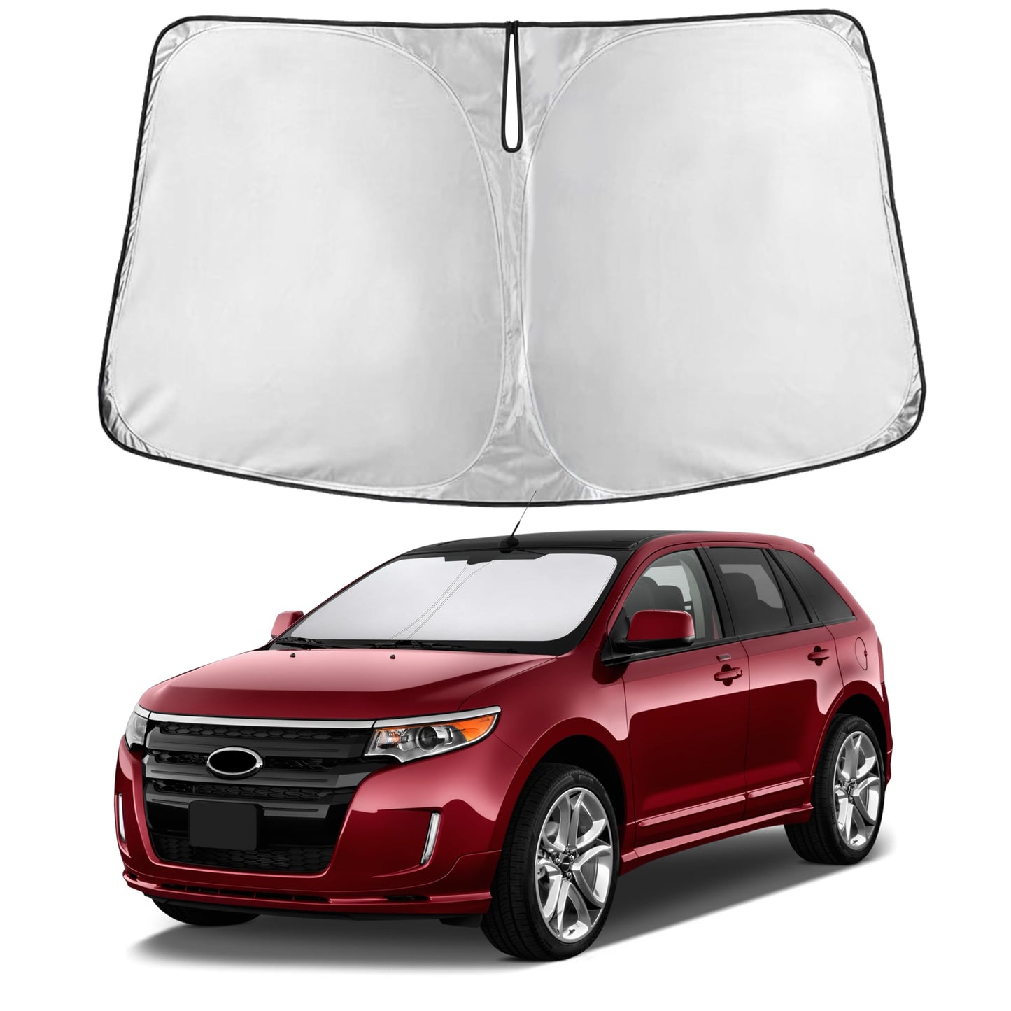 EcoNour Car Windshield Sunshade | Blocks 99% Heat & Keeps Interior Cool | Universal Fits Cars, SUVs, Trucks | Automotive Sun Screen, Visor & Car Accessories for Summer | Medium (64x32 Inches)