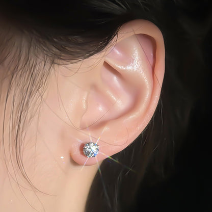 Sereney Dance Ohrringe 925 Sterling Silber Halo Stecker Hypoallergene Ohrringe für Damen, CZ 8 mm Runde Zirkonia Ohrstecker Ohrringe für Herren