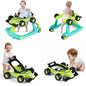 HONEY JOY 4-in-1 Baby Walker, Activity Push Walker w/3 Adjustable Heights, Smooth Wheels w/Adjustable Speed, Padded Seat, Music & Light, Foldable Car Walker for Baby Boys Girls Age 6 Months+ (Blue)