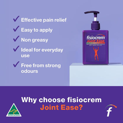 Fisiocrem Joint Ease – Temporary Relief for Mild Arthritis & Mild Osteoarthritis Symptoms, Non-Greasy, Easily Absorbed Gel with Arnica, Boswellia & Menthol, Supports Joint Mobility & Comfort (100g)