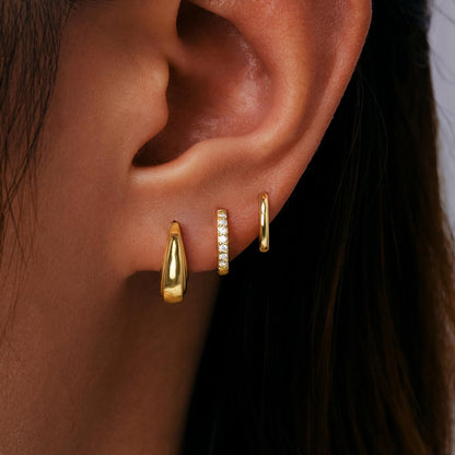 Inerney 14K Gold Plated Huggie Hoop Earrings for Women, Small Sterling Silver Earring Set Hypoallergenic Cartilage Helix Stacks, Mini Dainty Cute Trendy Birthstone Jewelry Gift for Multiple Piercings