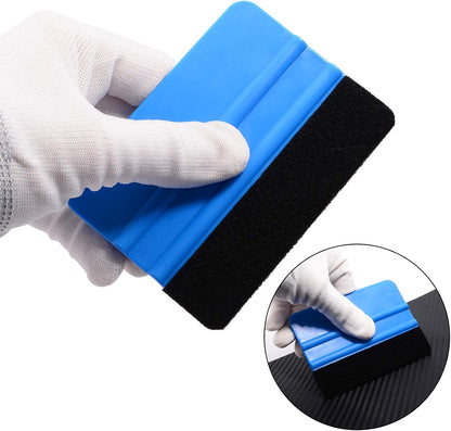 EHDIS 2 Stücke Vinyl Rakel Filzkantenrakel 10 cm Auto Vinyl Abzieher Decal Applikator Fensterfolien-Werkzeug mit Filzkante (2 Stücke, Blau)
