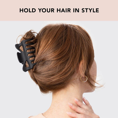 Kitsch Mittelgroße Haarspangen für Damen, starker Halt, Haarclips aus recyceltem Kunststoff für dickes Haar | Ideal für Hochsteckfrisuren, halb offene Frisuren | Ideale Geschenke für Frauen – 2 Stück, Schwarz und Schildpatt