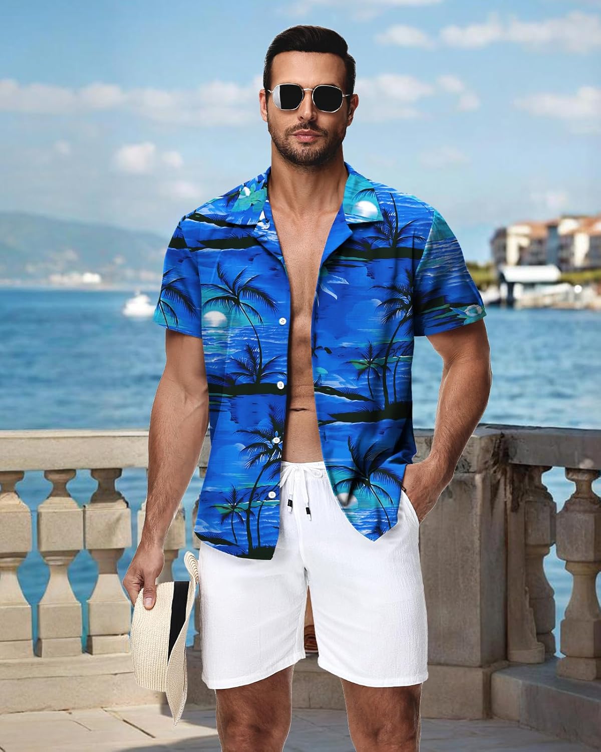 HMIYA Herren Hawaiihemden Kurzarm Button-Up Hemd Herren S-3XL
