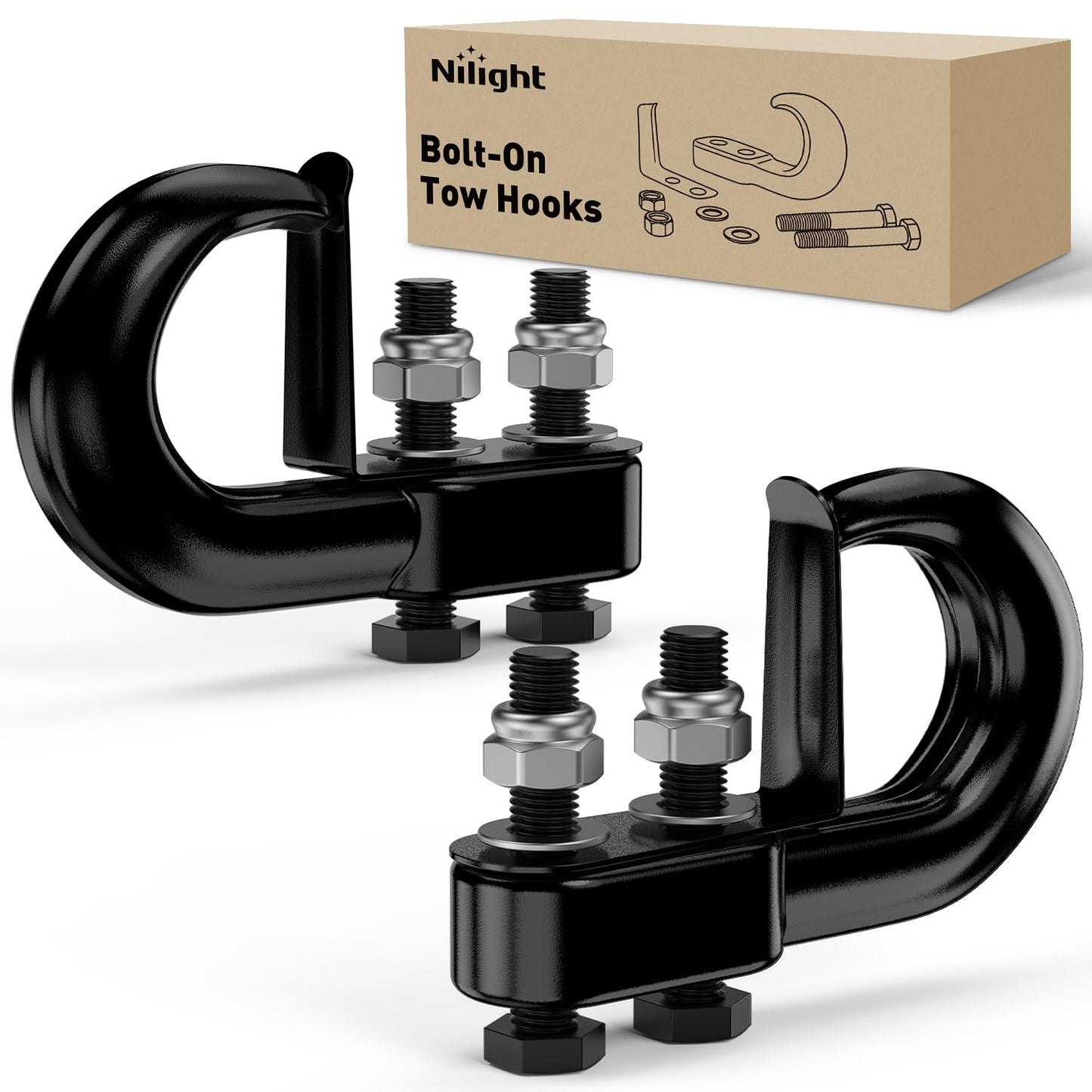 Nilight Anti-Theft Shackle Hitch Receiver 2Inch 45000 LBs Breaking Strength 3/4" Anti-Theft D Ring Shackle 5/8" Trailer Hitch Lock Pin Heavy Duty Solid Towing Kit for Trucks Off Road (Black)