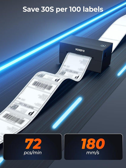 MUNBYN Bluetooth Thermodrucker für Versandetiketten, 130B Kabelloser 4x6 Etikettendrucker für kleine Unternehmen und Büros, kompatibel mit iPhone, Android, iPad, Windows, macOS, Canada Post, UPS, Purolator (Weiß)