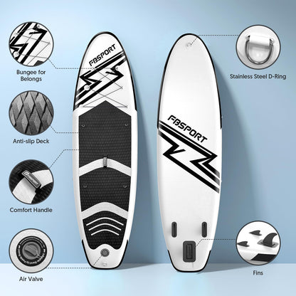FBSPORT 11' Premium Stand Up Paddle Board, Yoga Board with SUP Accessories & Carry Bag | Wide Stance, Surf Control, Non-Slip Deck, Leash, Paddle and Pump for Youth & Adult