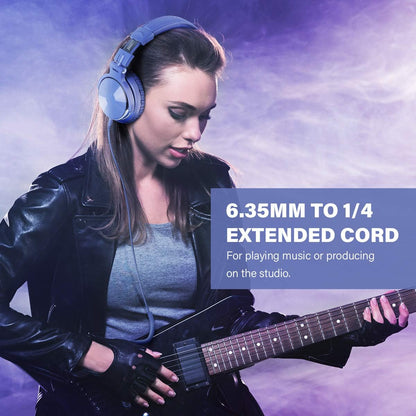 OneOdio Pro-10 Over-Ear Kabelkopfhörer für Schule Studio-Monitor & Mixing DJ Stereo-Headsets, 50mm Neodym-Treiber, Inline-Mikrofon, 3,5mm/6,35mm Klinke für Verstärker Computer Aufnahme Telefon Klavier Gitarre