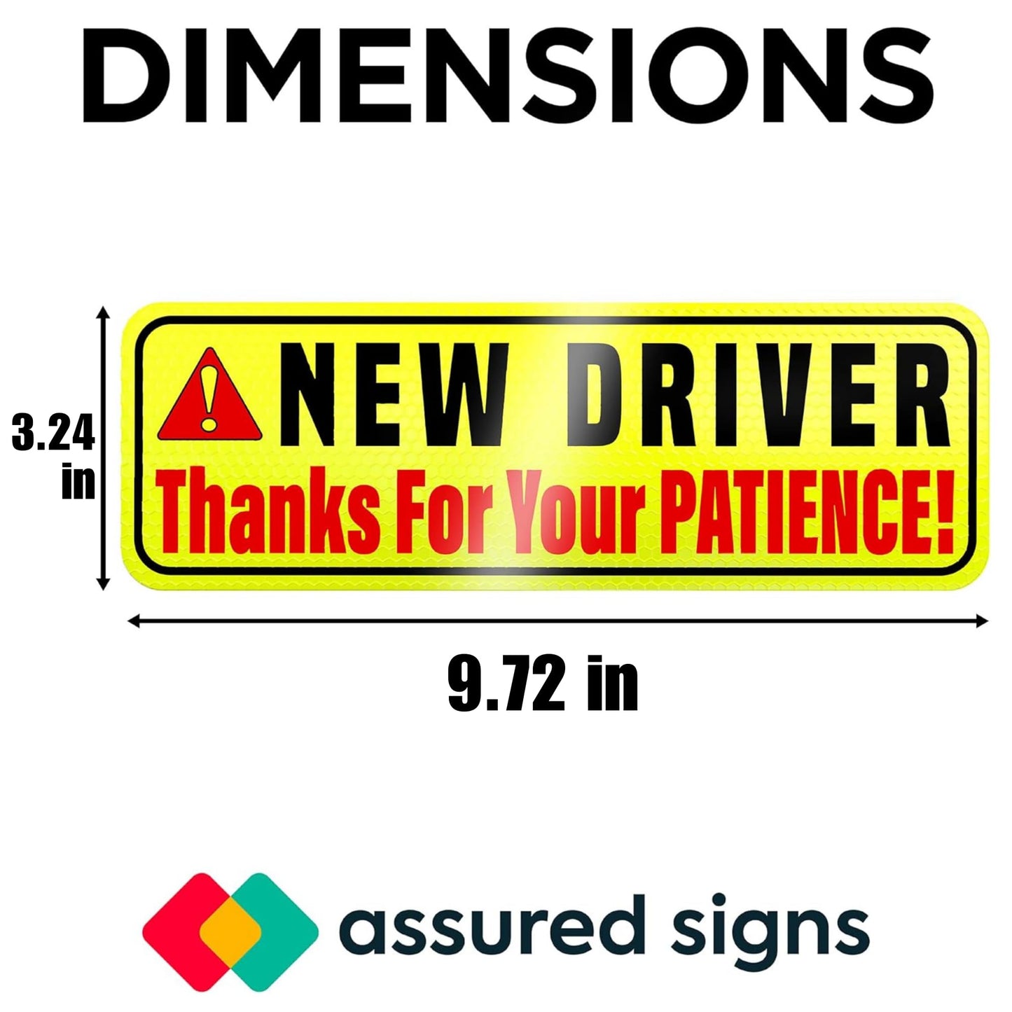 Fahranfänger-Magnet für das Auto – extra starker Halt – 24,7 cm x 8,2 cm – 3er-Pack – wichtige magnetische Fahranfänger-Aufkleber/Schilder – erinnert andere, bitte geduldig zu sein – helles und reflektierendes Schild für Fahranfänger