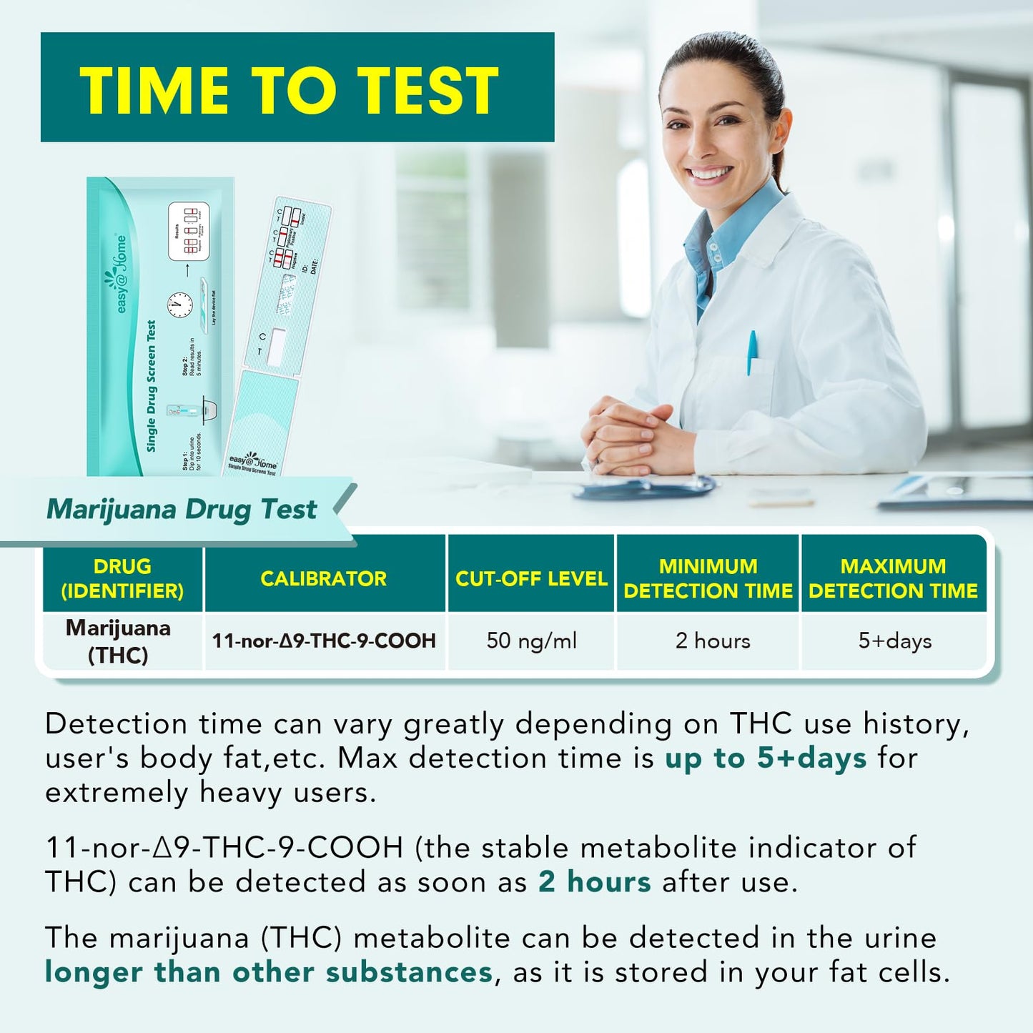 Easy@Home Marihuana Urin-Drogentest-Kit [15er-Pack] - THC-Tests für den Heimgebrauch - Testkits zum Nachweis von Marihuana mit 50 ng/ml Cutoff-Grenzwert #EDTH-114