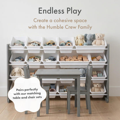 Humble Crew Toy Storage Organizer with 20 Removable Storage Bins for Kids Playroom, 4-Tier Toddler Toy Organization and Storage, Natural/White