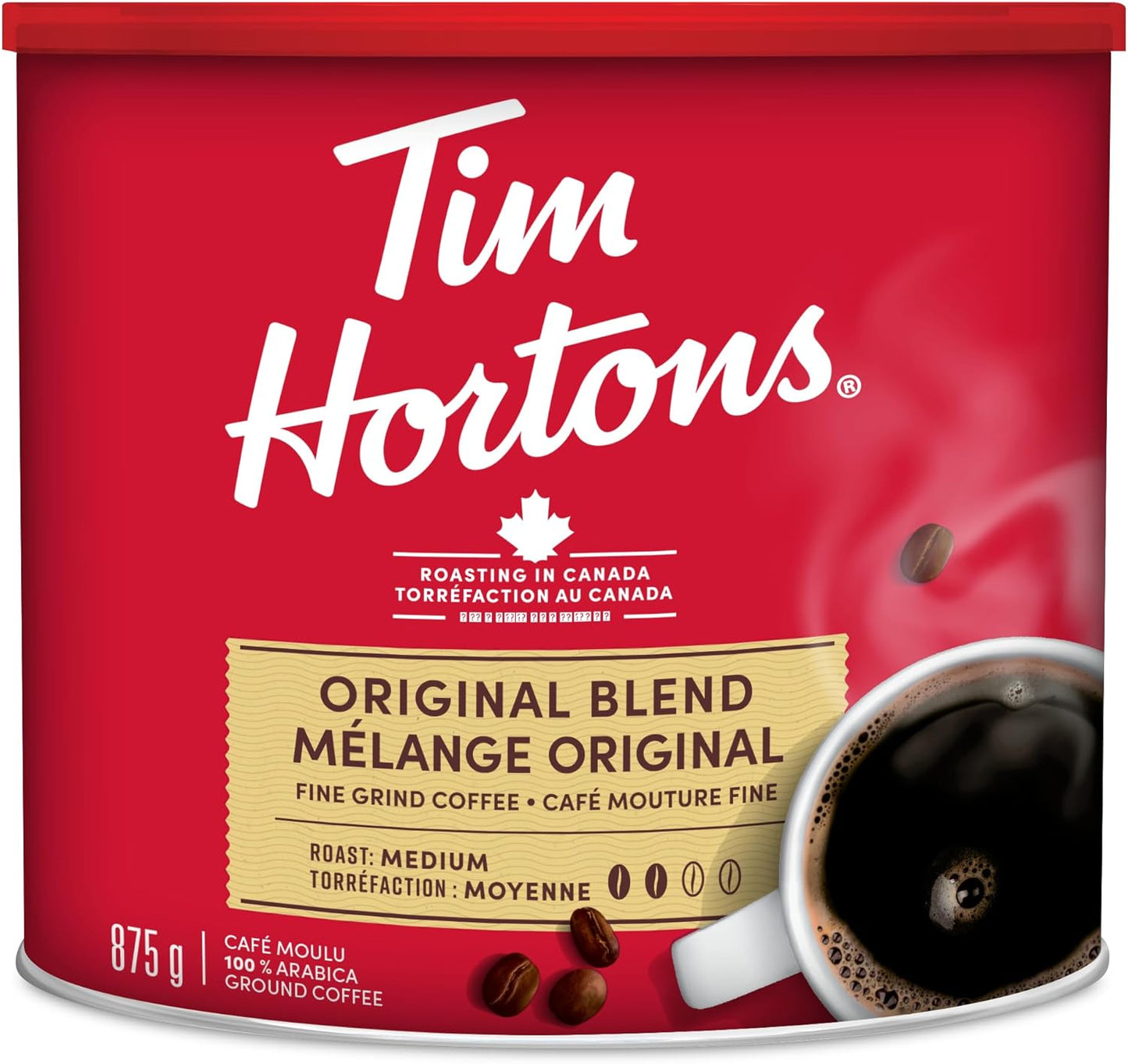 Tim Hortons 100% Arabica Original Blend, Medium Roast, Ground Coffee, 875g