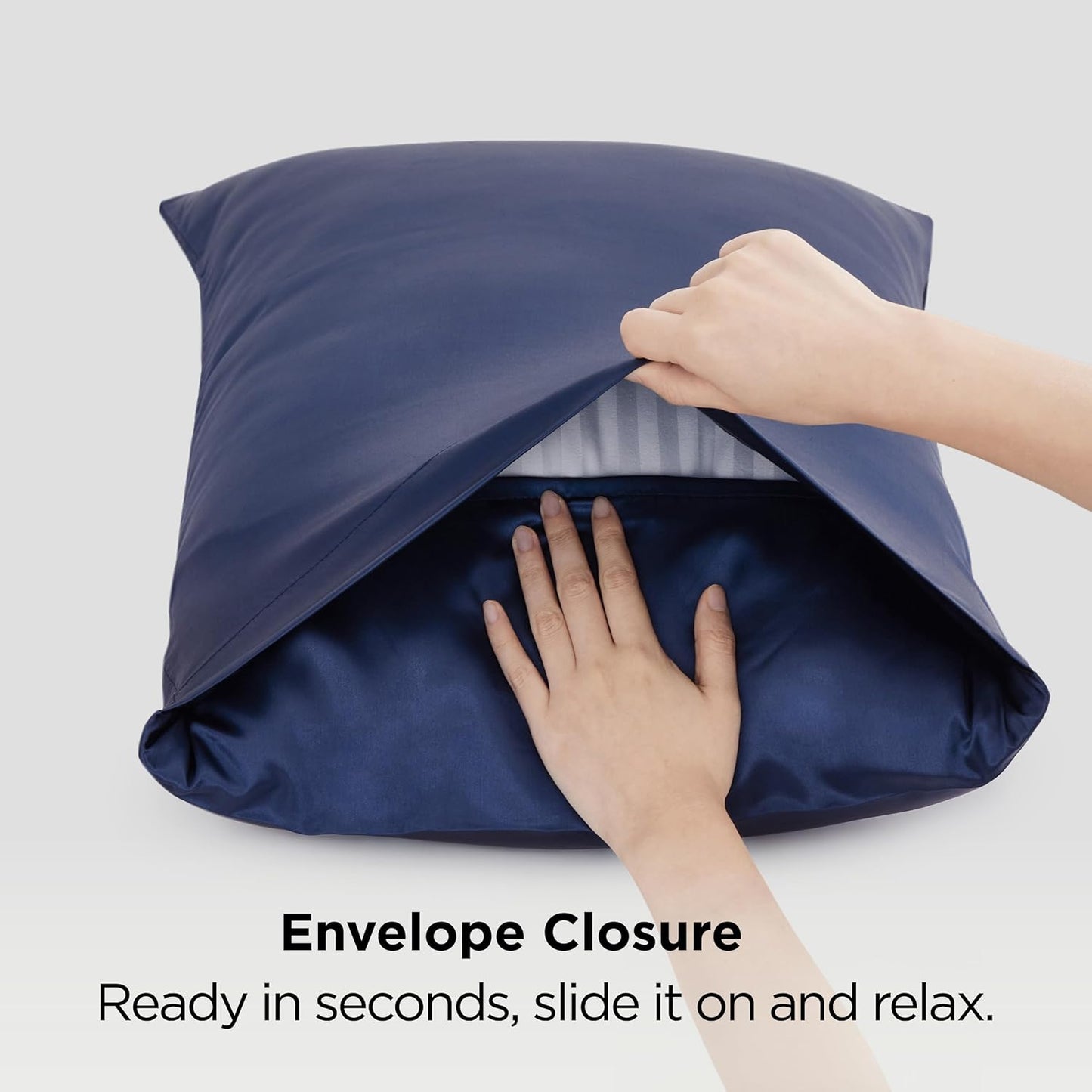 Bedsure Satin-Kissenbezug, Queen-Size, 2er-Pack, Seidenkissenbezügen ähnlich, seidige Kissenhüllen mit Hotelverschluss, Raumdeko, Valentinsgeschenke für Frauen und Männer, Grau, 50x75 cm