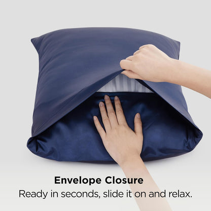 Bedsure Satin-Kissenbezug, Queen-Size, 2er-Pack, Seidenkissenbezügen ähnlich, seidige Kissenhüllen mit Hotelverschluss, Raumdeko, Valentinsgeschenke für Frauen und Männer, Grau, 50x75 cm