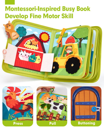hahaland Busy Book für Kleinkinder 1-3 – Montessori Spielzeug Activity Board für 1-jährige Jungen Mädchen Lernspielzeug Leise Aktivitätsbücher Geschenke Kleinkind Osterkorb Füller Einjährige Reisespielzeuge