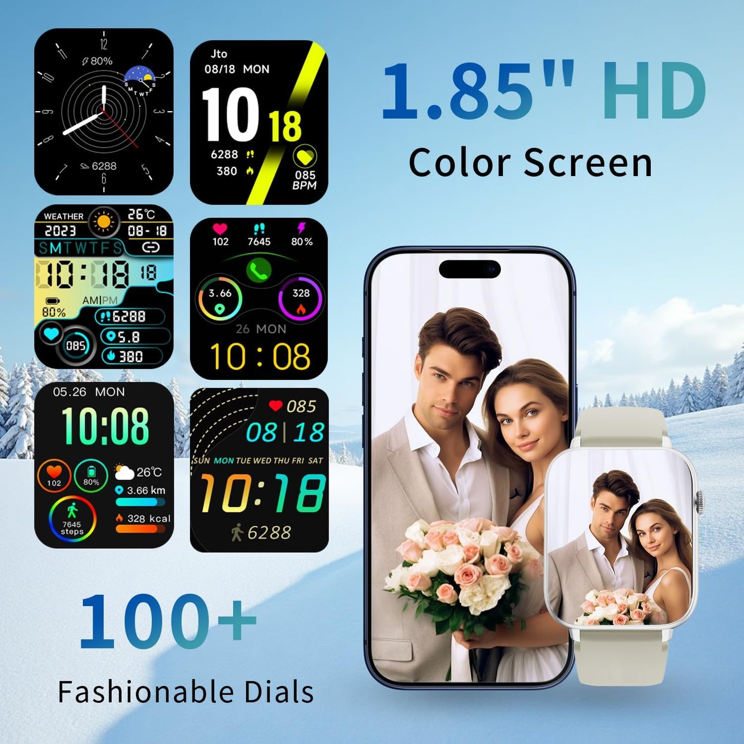 Smartwatch für Herren Damen, für Android und iPhone, 1,83" HD Touchscreen Smartwatch mit Anruf-/Wählfunktion, 112+ Sportmodi IP68 Fitness Tracker, Fitnessuhr mit Schlaf-/Schritt-/Aktivitäts-/Herzfrequenzüberwachung