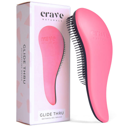 Crave Naturals Glide Thru Entwirrbürste für Erwachsene und Kinder. Entwirrbürste für natürliches, lockiges, glattes, nasses oder trockenes Haar. Haarbürsten für Frauen. Stylingbürste (Blau)
