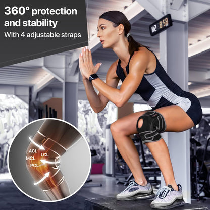 DR. BRACE ELITE Kniebandage mit Seitenstabilisatoren & Patellagelkissen für maximale Knieschmerzlinderung und schnelle Genesung für Männer und Frauen – Bitte sehen Sie sich das Video zur Größenbestimmung an (Mercury, Large)