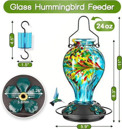 Tegarbed Hand Blown Glass Hummingbird Feeder: A Touch of Elegance for Your Backyard
