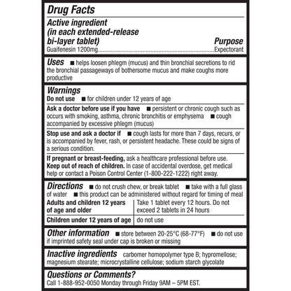 HealthA2Z® Mucus Relief | Guaifenesin 1200 mg | 100 Tablets | 12 Hour | Expectorant | Relieves Chest Congestion | Thins and Loosens Mucus (100 Tablets) (Pack of 2)