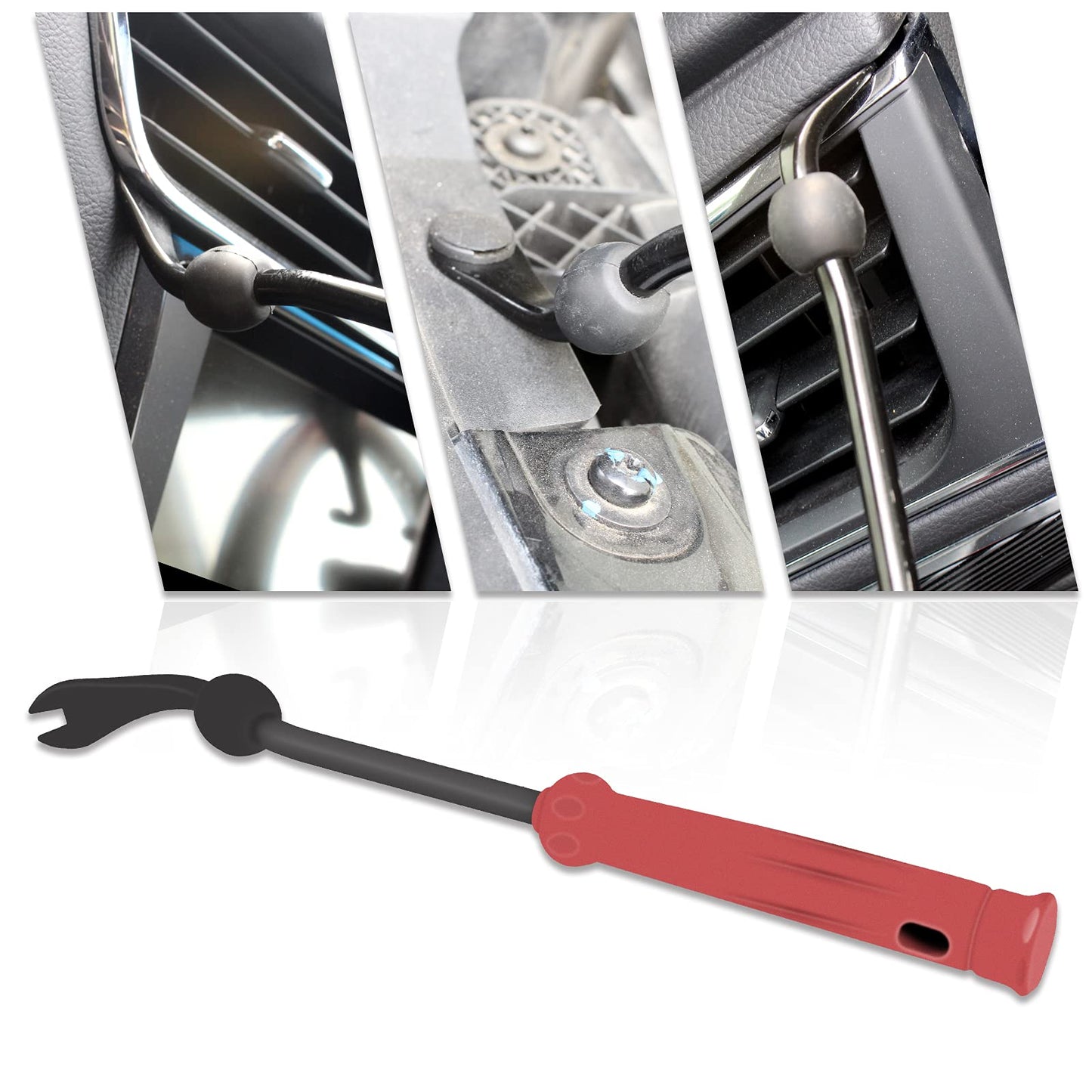 Wetado Trim Removal Tool, Car Upholstery Repair Kit, Car Door Audio Panel Trim Removal Set, Fastener Terminal Remover Tool Set Clips Pry Kit Auto Clip Pliers (8PCS Red)