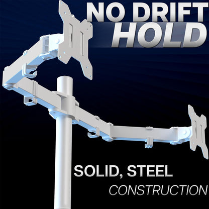 VIVO Dual-Monitor Tischhalterung, für 2 Bildschirme bis zu 30 Zoll und je 10 kg, Hochleistungs-Stahlständer voll verstellbar mit Klemme und Tülle, Schwarz, STAND-V002
