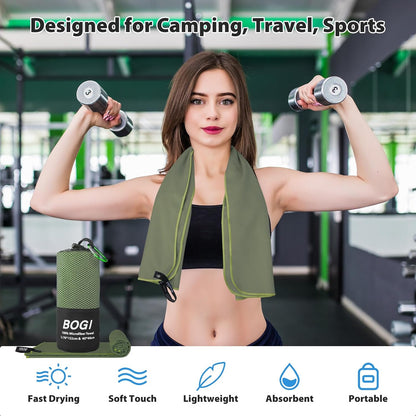 BOGI Mikrofaser Reise-Sporthandtuch – Schnelltrocknendes Handtuch, weiches, leichtes Mikrofaser Campinghandtuch, saugfähiges, kompaktes Reisehandtuch für Camping, Fitnessstudio, Strand, Bad, Yoga, Schwimmen, Rucksacktouren (M:40''x20''-Dunkelblau)