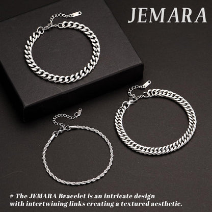 3 Stück Herren Silber Armbänder, robustes Curb Edelstahl Breite Schlangenkette Figaro Cuban Armband Set 7/7.8+1.2 Zoll verstellbares Stapel-Silberkettenarmband für Männer