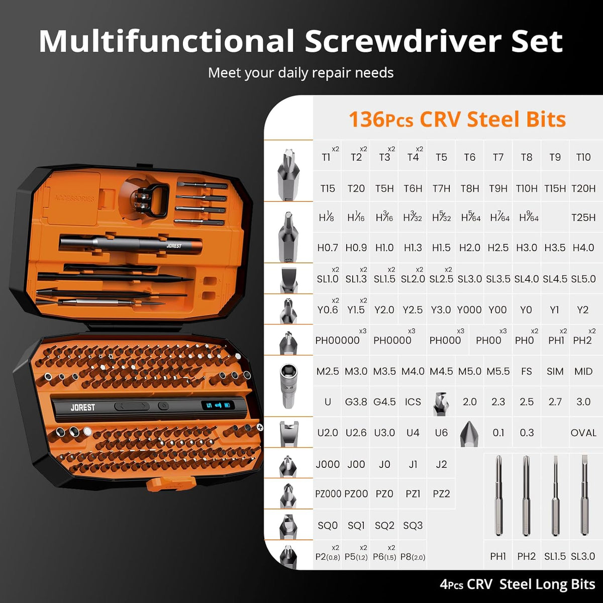 JOREST 40Pcs Small Precision Screwdriver Set, Mini Tool Kit with Torx T5 T6 T8 T9, Triwing Y00, Star Pentalobe, Repair for Ring Doorbell, Laptop, PC, Switch, PS5, Xbox, MacBook, iPhone, Watch, Glasses