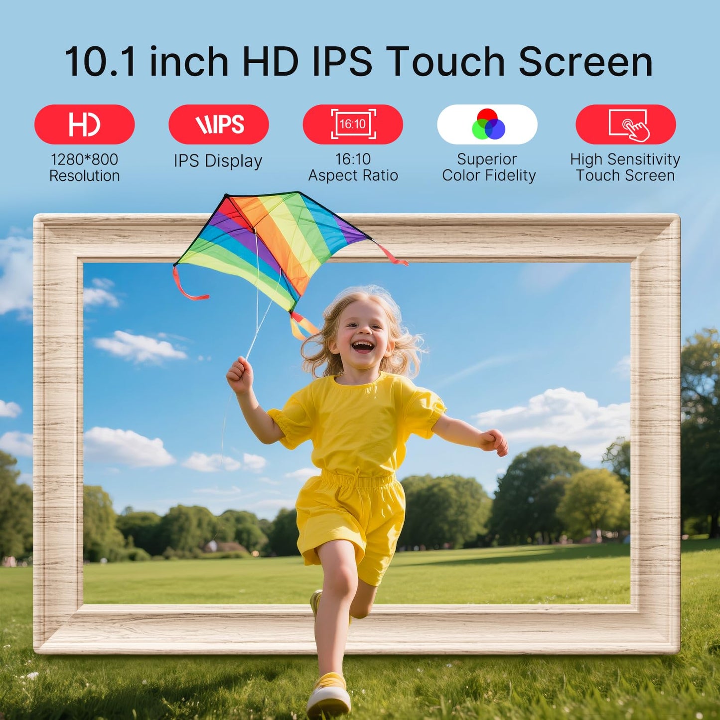 Frameo 10.1 Inch WiFi Digital Picture Frame, Smart Cloud Electronic Photo Frame with HD IPS Touch Screen Slideshow 32GB Memory Auto-Rotate Wall Mount, Share Photos/Videos from Phone - Gifts for Mom