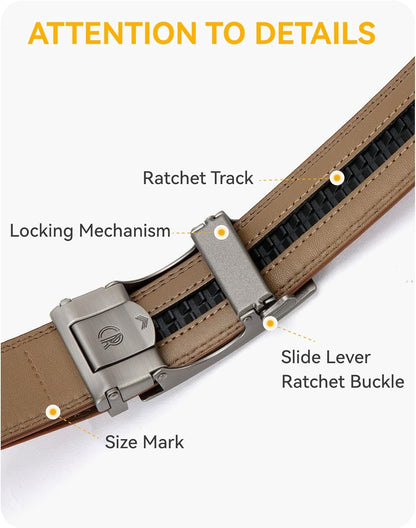 CHAOREN Mens Belt Leather Belts for Men Ratchet Belt, Customizable Fit (35mm)