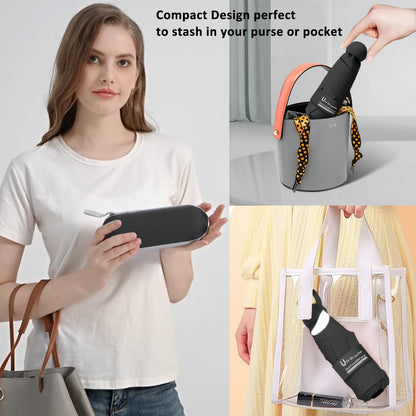 BAODINI Reiseutensilien Mini-Regenschirm für die Handtasche mit Etui Klein Kompakt UV-Sonnenschutz Leicht Winzig Tasche Manuelles Öffnen und Schließen Regenschirm für Damen, Kinder und Herren Passt in Handtasche Rucksack