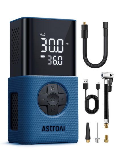 AstroAI L7 Tire Inflator Portable Air Compressor,150 PSI Cordless Mini Air Bike Auto Shut-Off Pump with Digital Display Pressure Gauge, Fast Inflation & LED Light for Car Tires,Motorcycles,Bikes,Balls