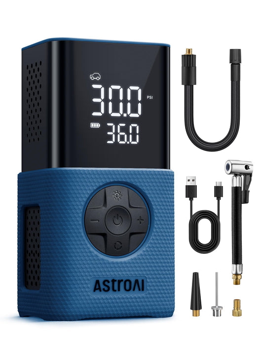 AstroAI L7 Tire Inflator Portable Air Compressor,150 PSI Cordless Mini Air Bike Auto Shut-Off Pump with Digital Display Pressure Gauge, Fast Inflation & LED Light for Car Tires,Motorcycles,Bikes,Balls