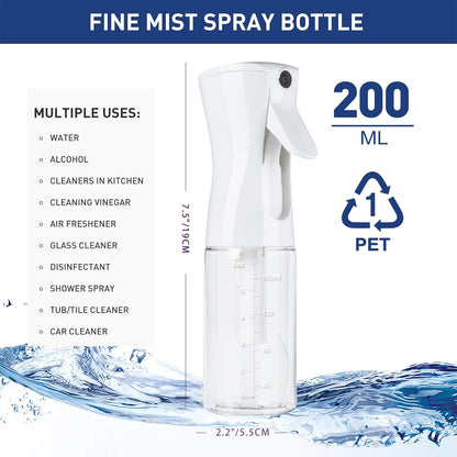 TANSHINE Kontinuierliche Haar Pflanze Mister Sprühflasche Fein Leer Klein Nebelsprühflaschen Nebelsprüher Wasser Alkohol Reinigungs Sprühnebel Flasche für Lockenhaar Styling Produkte,Pflanzen, 200ml,Klar
