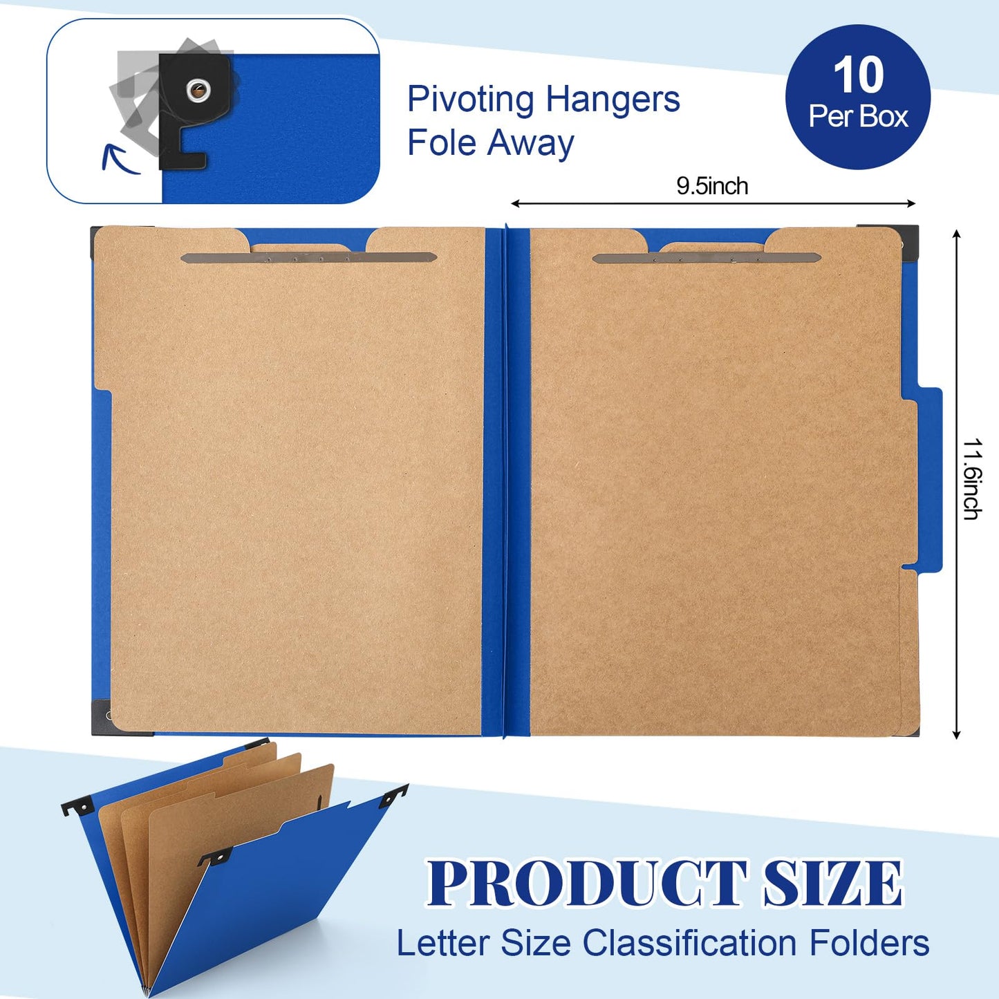 Henoyso 10 Pcs Hanging Classification File Folders, Letter Size Red Folders with 3 Pressboard Dividers, 8 Fasteners, 4 Inch Expansion, 1/3-cut Top Tab for Medical Records and File Cabinet Organizer