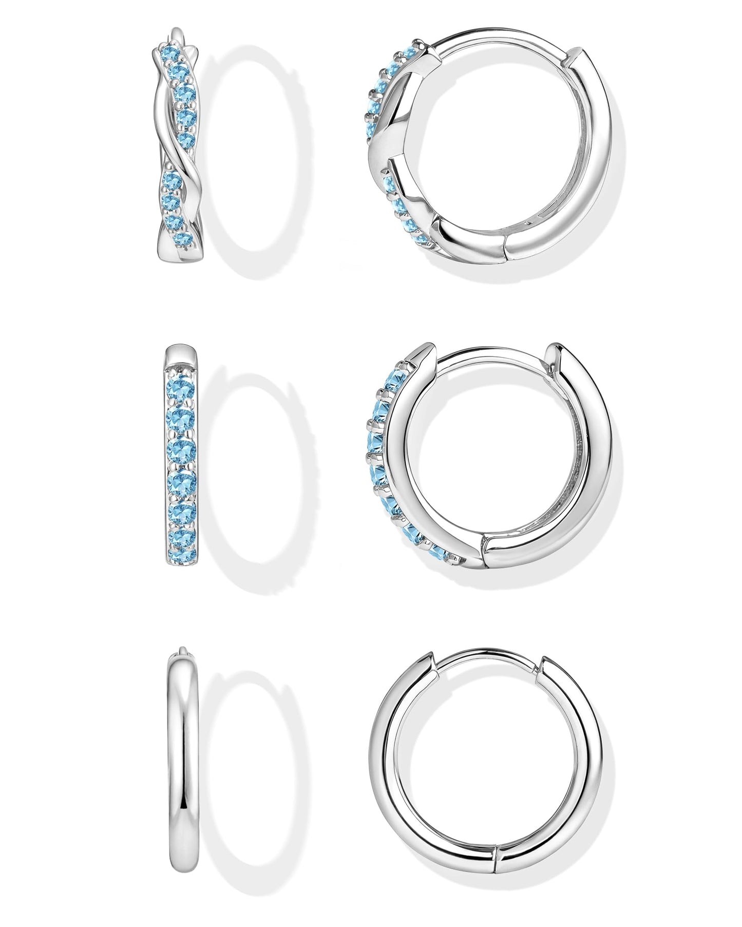 Inerney 14K Gold Plated Huggie Hoop Earrings for Women, Small Sterling Silver Earring Set Hypoallergenic Cartilage Helix Stacks, Mini Dainty Cute Trendy Birthstone Jewelry Gift for Multiple Piercings