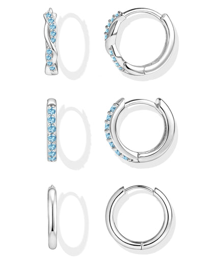 Inerney 14K Gold Plated Huggie Hoop Earrings for Women, Small Sterling Silver Earring Set Hypoallergenic Cartilage Helix Stacks, Mini Dainty Cute Trendy Birthstone Jewelry Gift for Multiple Piercings