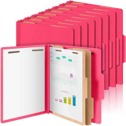 Skyygemm 24 Pcs Classification Folders Letter Size Bulk - 2 Dividers Pressboard File Folder with 3. 5 Inch Expansion, 2 Prongs Fastener, Heavy Duty Office File Organizer for Teacher Medical (Yellow)